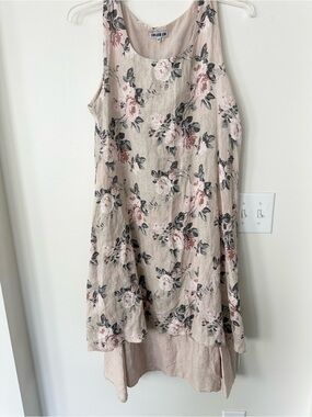 Couleur Lin A-line linen Floral Midi Sundress 42/10-12